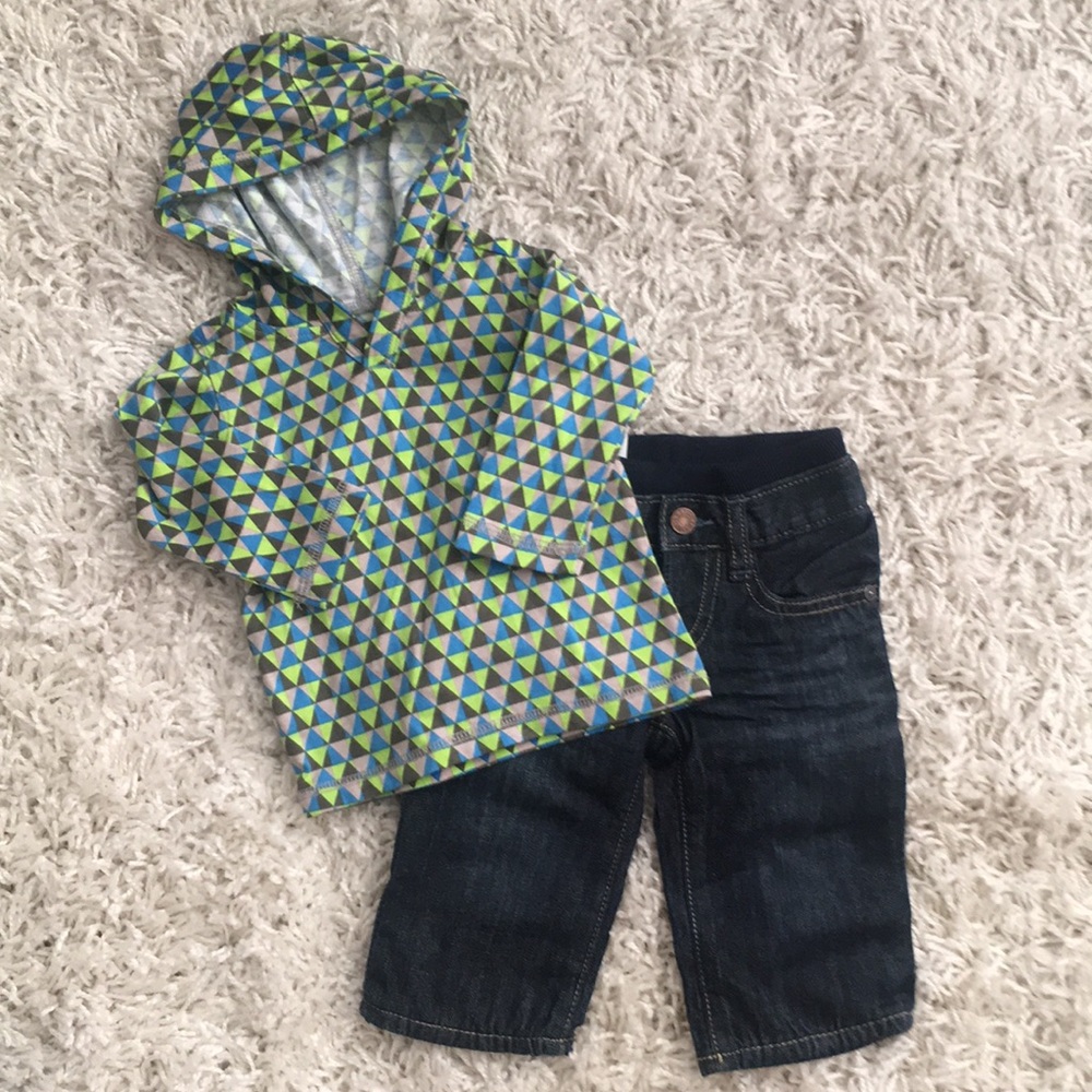 3-6 mo new boys outfit - Gap jeans + Tea hoodie